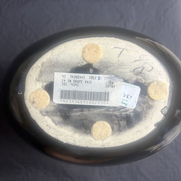 Vintage Royal Haeger Pottery Vase #4341 Ceramic 1980s Art Deco Black 15"H Decor - Picture 4 of 9